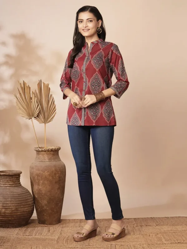 Dark Red Traditional Patterned Shirt